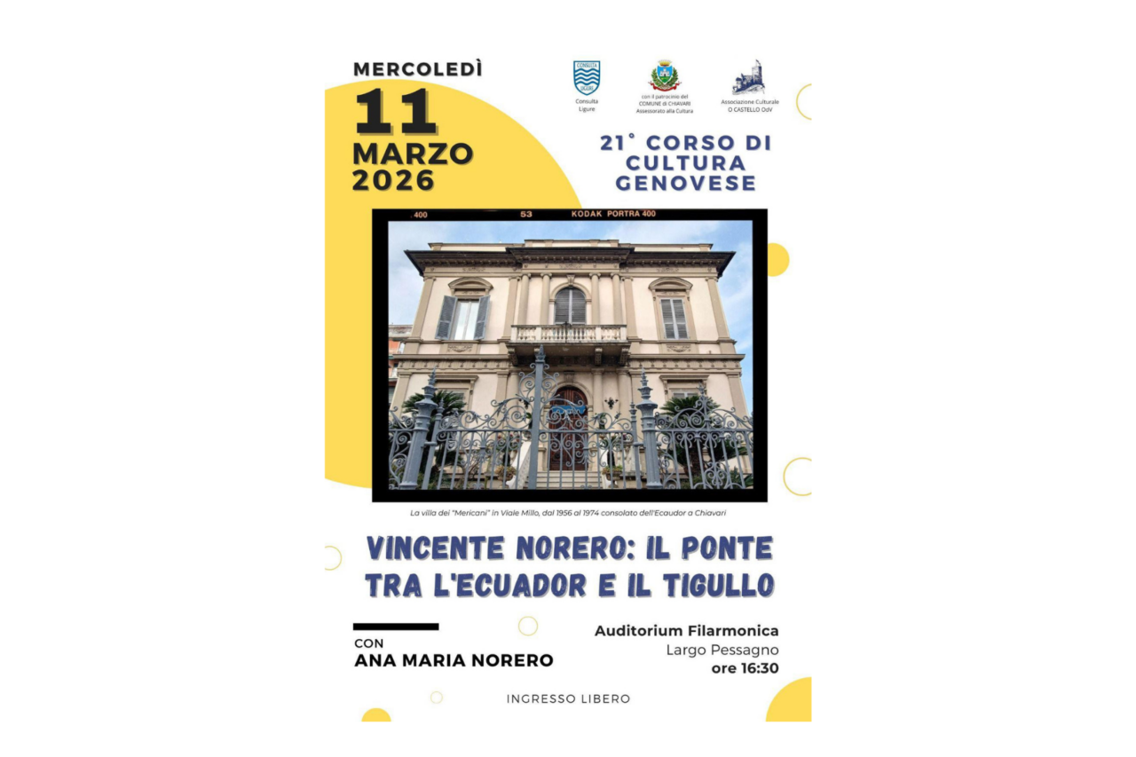 Chiavari ospita il 21° Corso di cultura genovese su Vicente Norero
