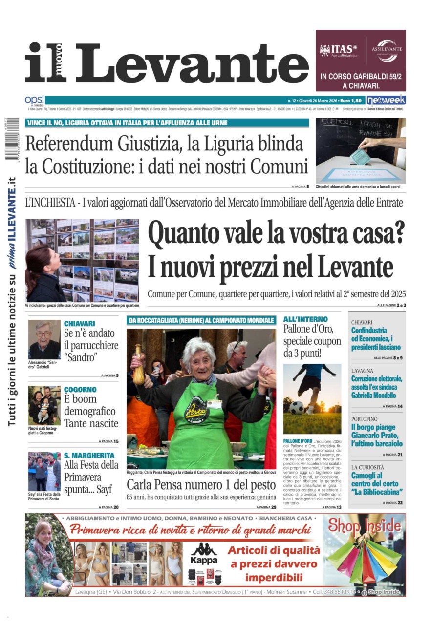 Il Nuovo Levante in edicola da oggi