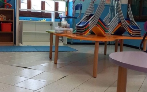 Movimenti strutturali alla scuola di San Lorenzo a Santa dopo il terremoto