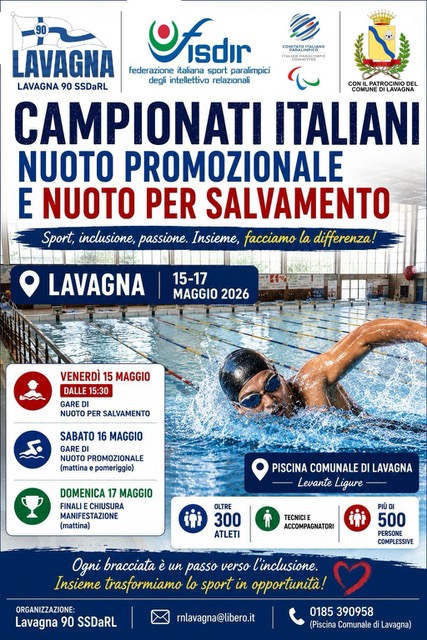 Campionati Italiani di Nuoto a Lavagna: un weekend di sport e inclusione