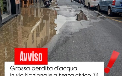 Chiusura di via Nazionale a Sestri Levante per perdita d’acqua