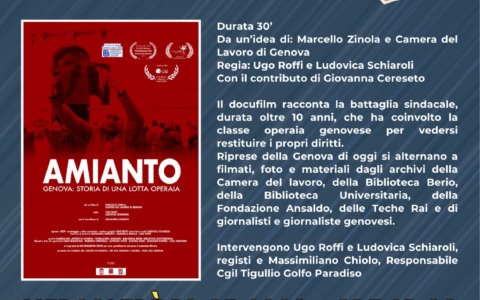 Il docufilm ‘Amianto. Genova: storia di una lotta operaia’ in programma al Circolo Arci Orchidea