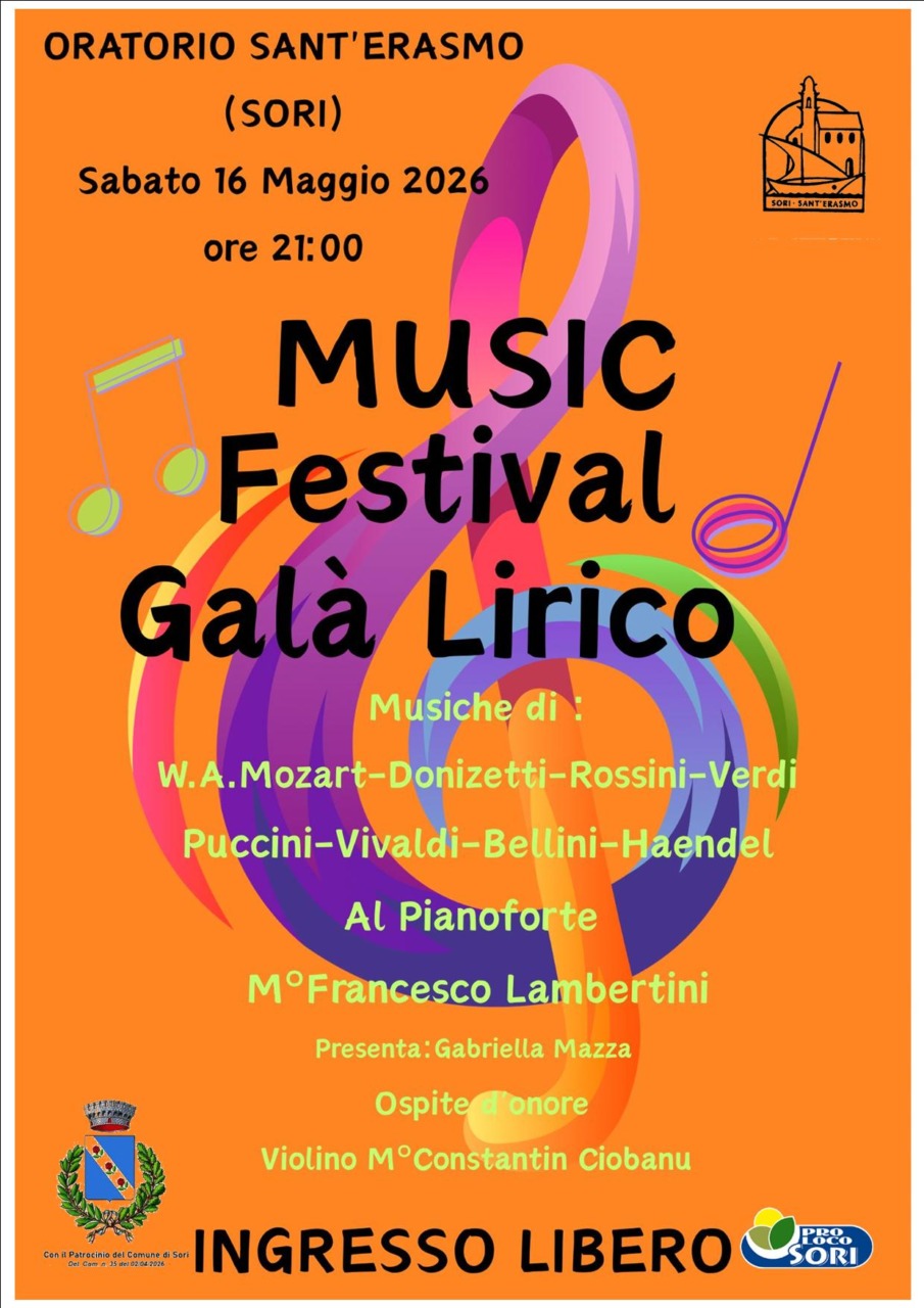“Music Festival – Galà Lirico” all’Oratorio di Sant’Erasmo di Sori