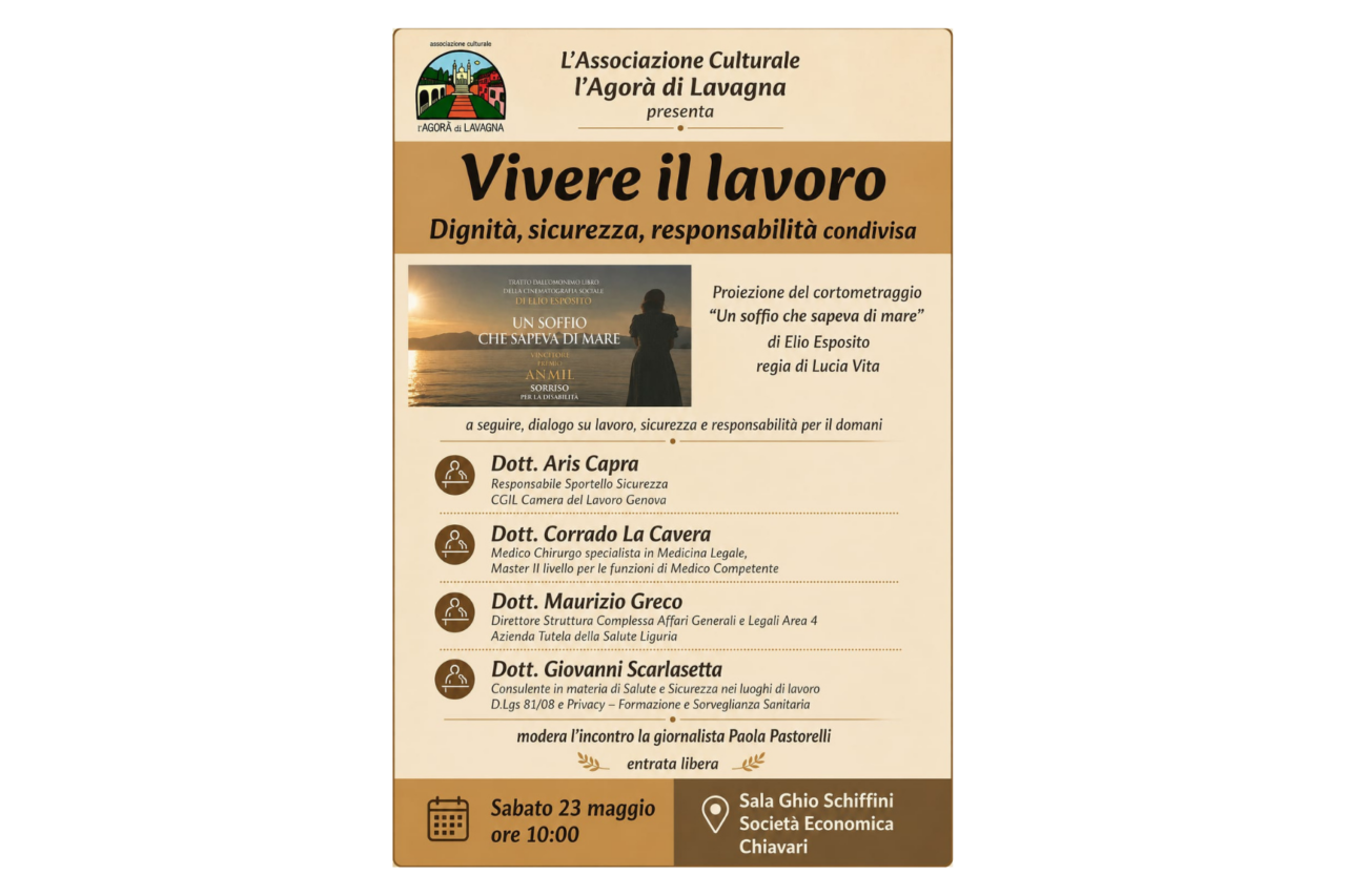 Sicurezza sul lavoro: incontro dell’associazione Agorà di Lavagna