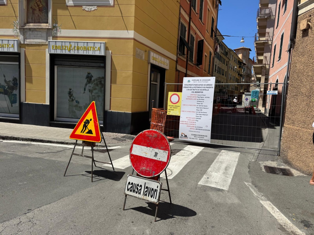 A Chiavari inizio dei lavori di riqualificazione in via Magenta e via Entella