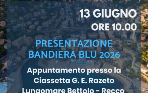 Recco festeggia la Bandiera Blu: cerimonia il 13 giugno sul lungomare