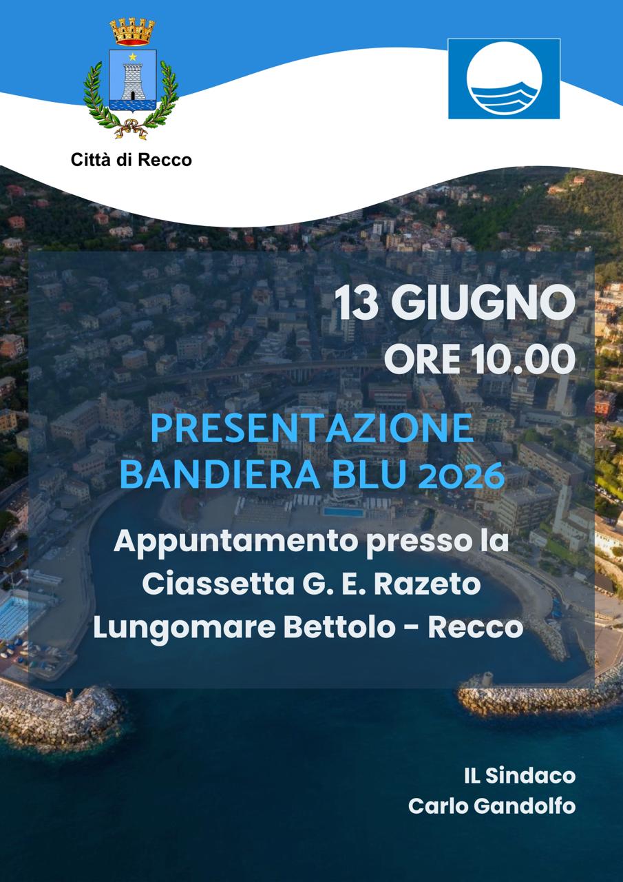 Recco festeggia la Bandiera Blu: cerimonia il 13 giugno sul lungomare
