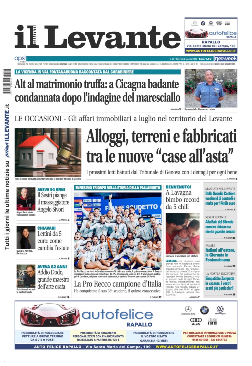 Il Nuovo Levante arriva in edicola