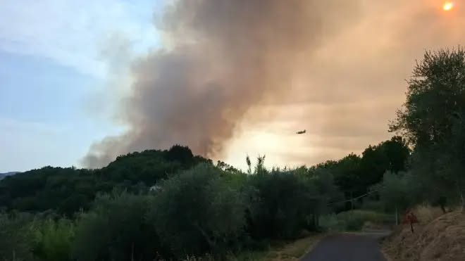 Incendio esteso in alta Val di Vara