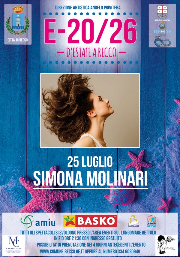 Simona Molinari inaugura la rassegna “E-20/26” a Recco
