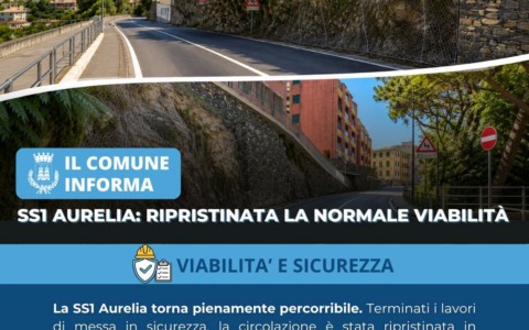 Zoagli: riaperta la SS1 Aurelia dopo i lavori di messa in sicurezza